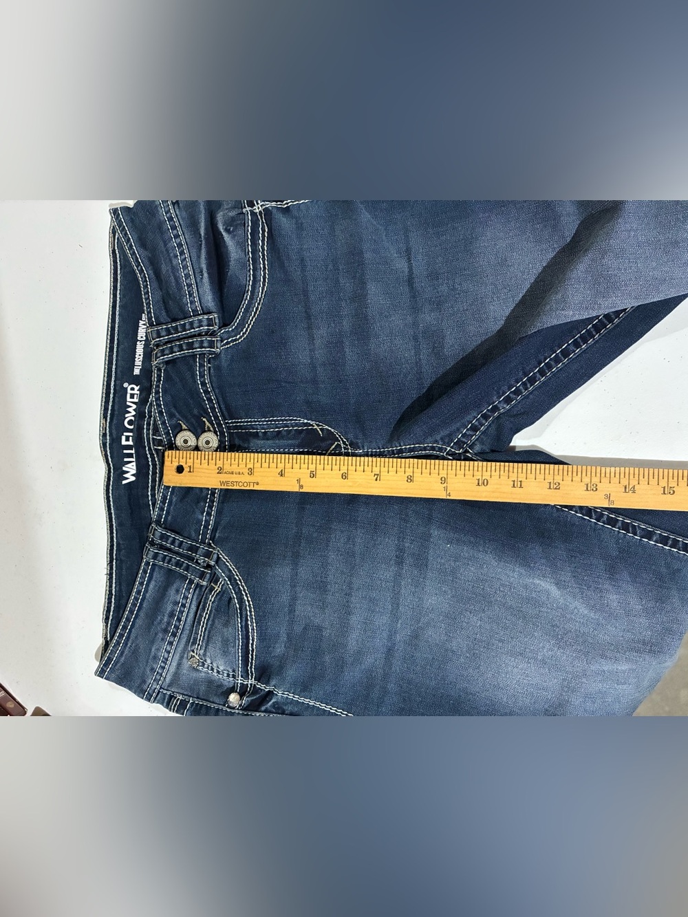 Wallflower Junior’s Dark Blue Boot Cut Jeans - Picture 6 of 11
